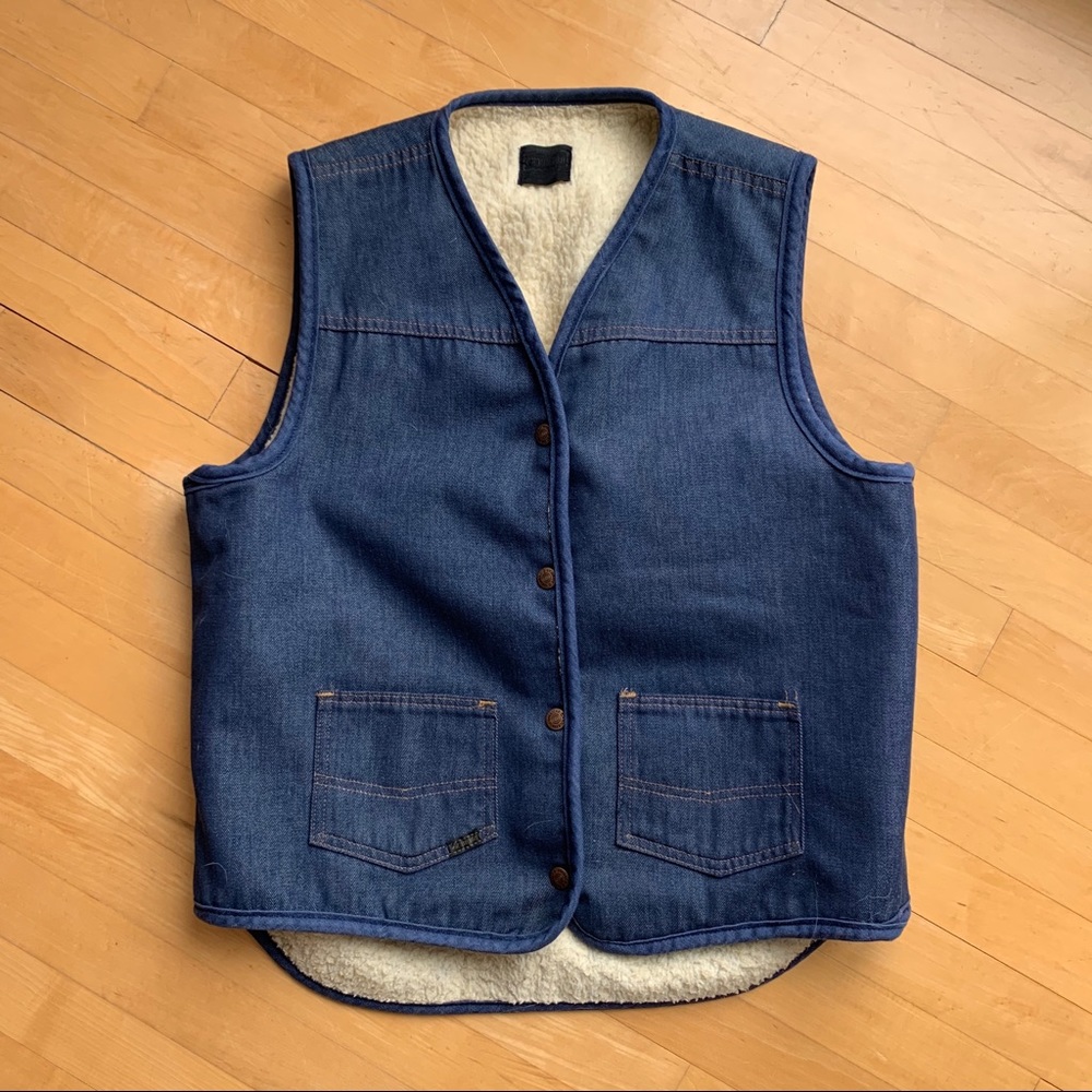 Vintage Sears Roebuck Sherpa Denim Vest.
